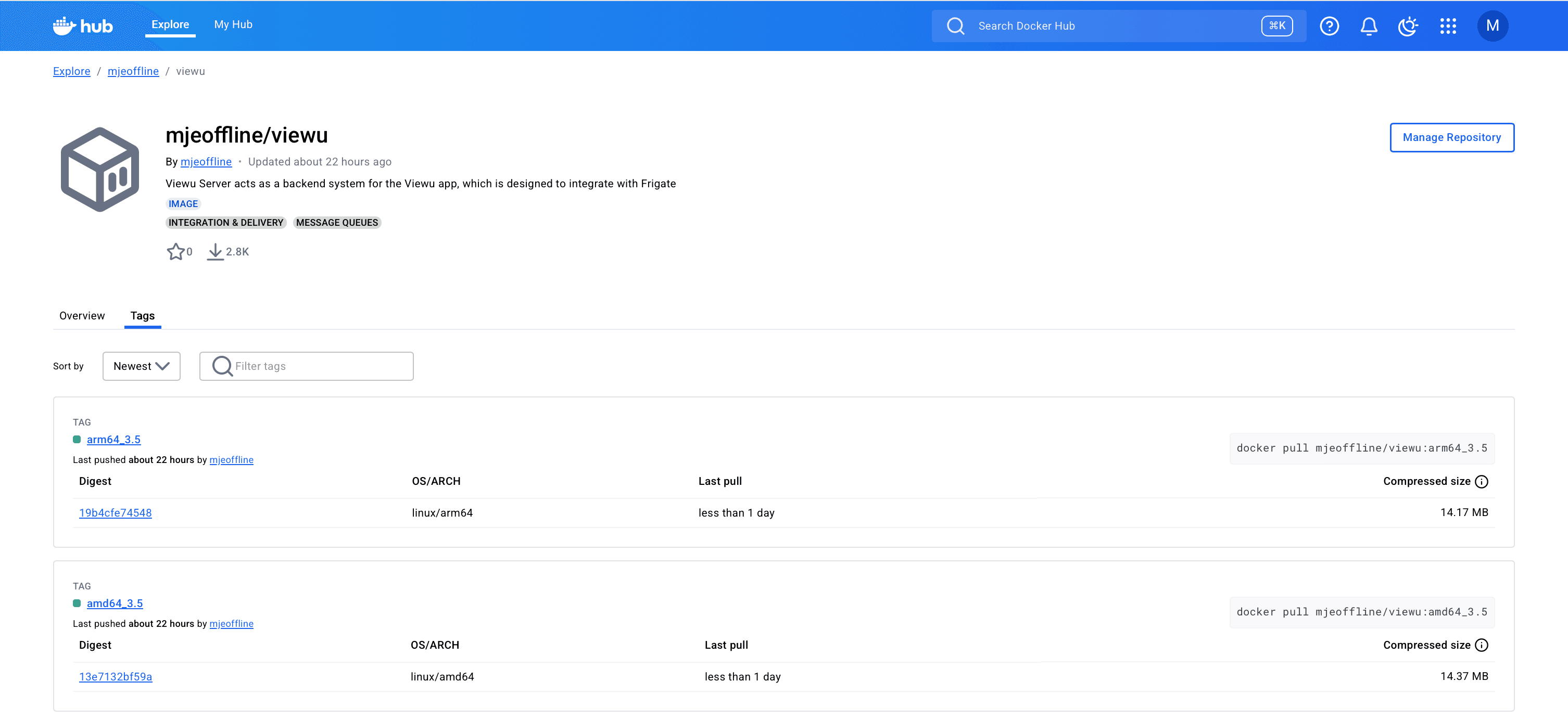 Docker Hub image tags (architecture)