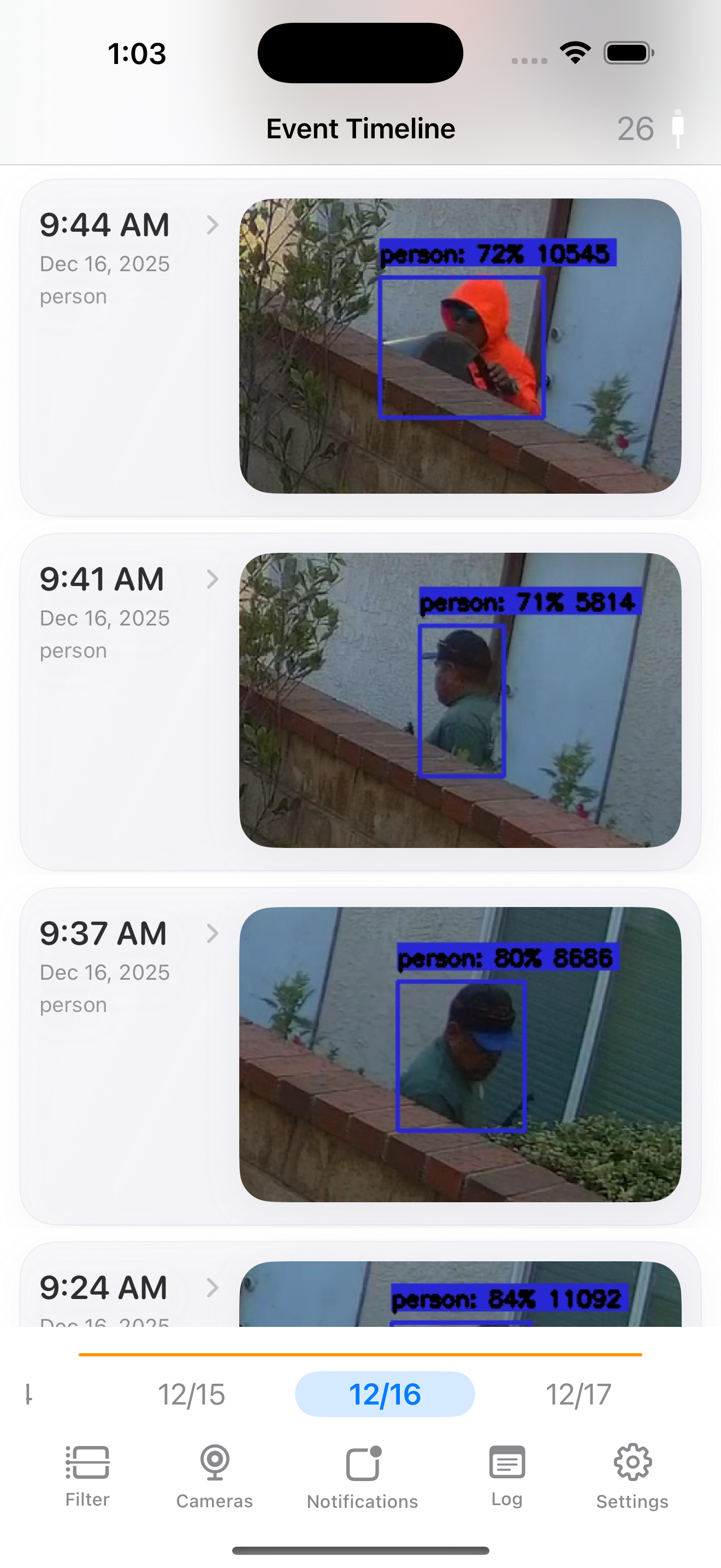 Event timeline (example)